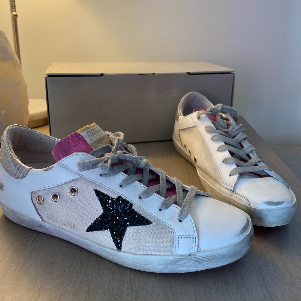 Golden Goose Pink and Black Superstar Sneakers 41